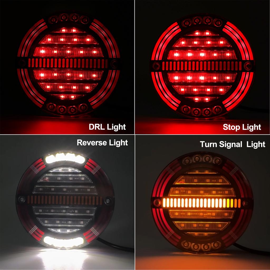 LKW Hinten Rund Hamburger Rücklicht Laufblinker Bremslicht Stoppanzeige 10-30V Anhänger LKW Wohnwagen Lieferwagen Gelb Rot