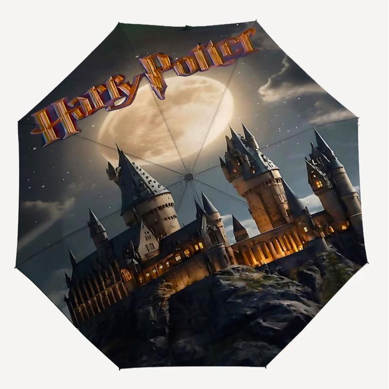 1PC Harry Potter Hogwarts Umbrella-8-Rib Reinforced, Automatic Open, Lightweight & Durable, Cute Fashion Accessory for Outdoor, D2654