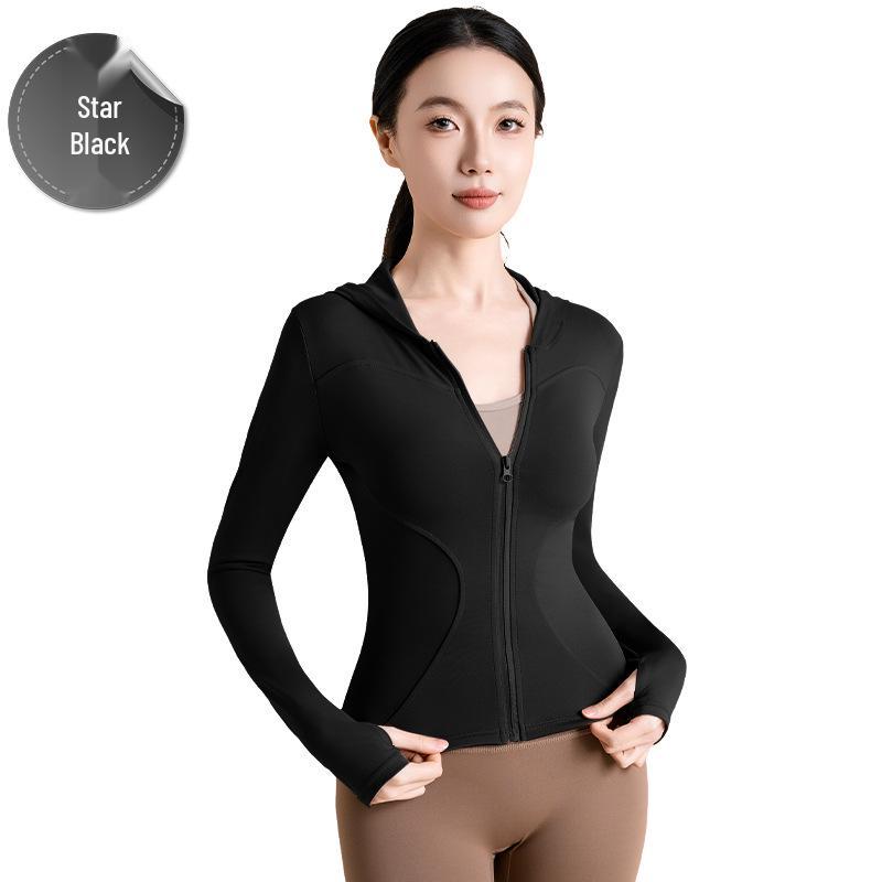 Hochelastischer Slim Kapuzen-Yoga-Cardigan - Winddichte Fitnessjacke zum Laufen, Radfahren und Yoga