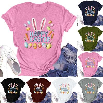 Women's Casual Daily Round Neck Printed Short Sleeved T-shirt Letter Top