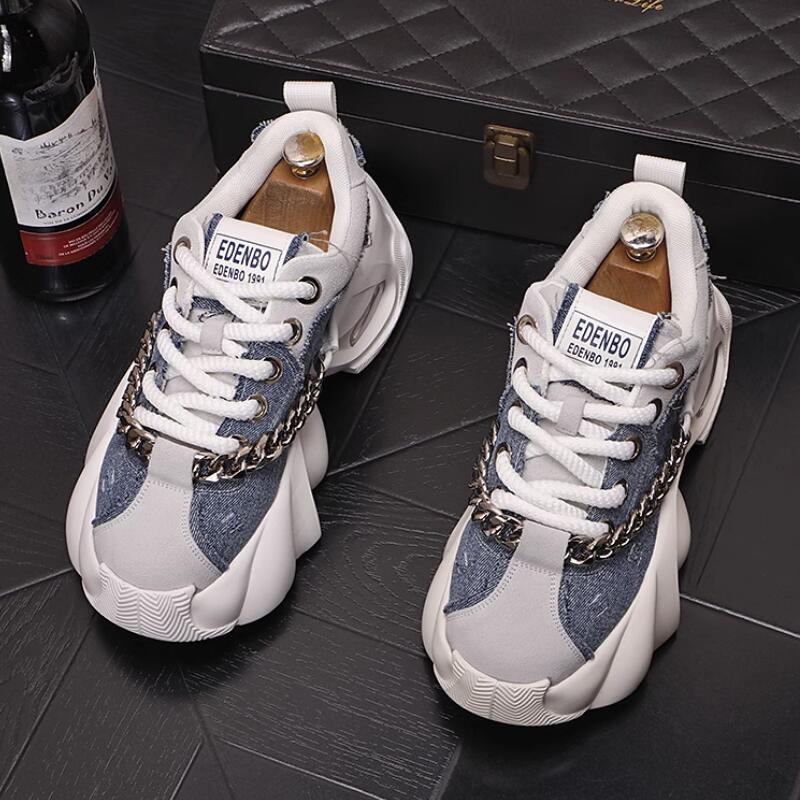 Fashion New Arrival Men Fashion Casual Metal Decoration Shoes Luxury Designer Trending Chain Punk Style Zapatos Sapat A47