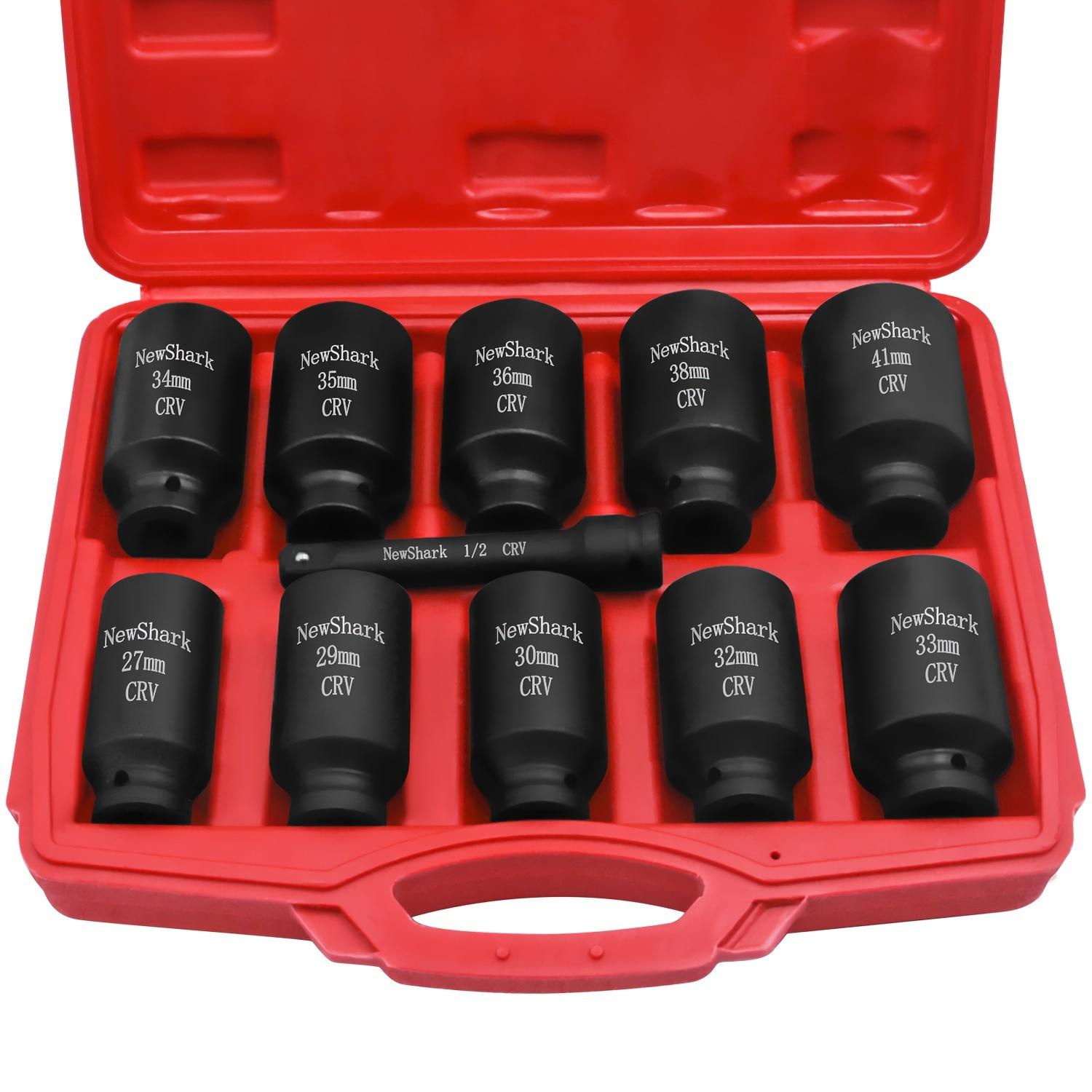 

1/2 Drive Deep Impact Socket Set 11PCS 6 Point Metric Axle Nut Socket Set Jumbo Socket Set 27-41mm Size
