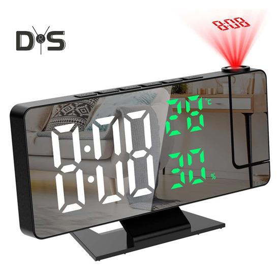 LED-Digitalwecker, großer Bildschirm, Mehrzweck-Projektor-Deckenuhr im 12/24-Stunden-Format mit Zeit-/Temperaturanzeige