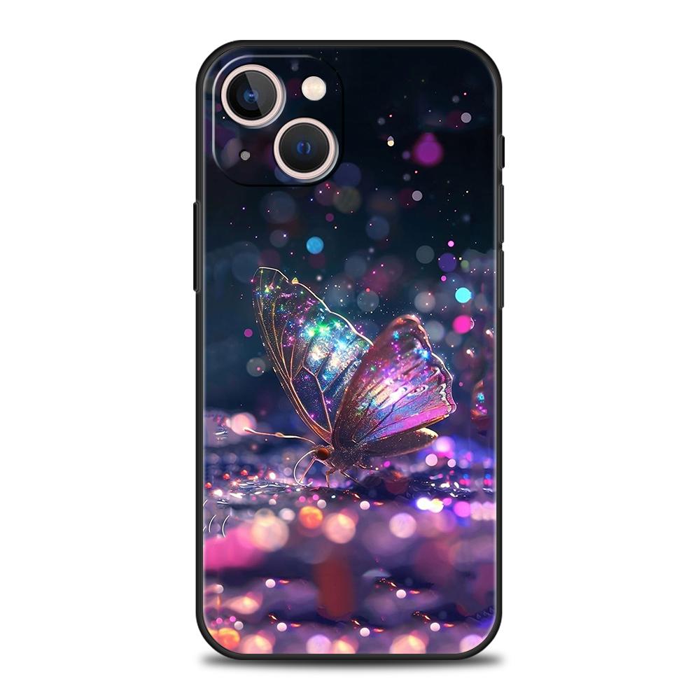 Luxury Butterfly Glitter Clear Phone Case for iPhone 16 15 14 13 12 Pro Max 11 Pro Max 7 8 Plus XS XR Shockproof Silicone Shell