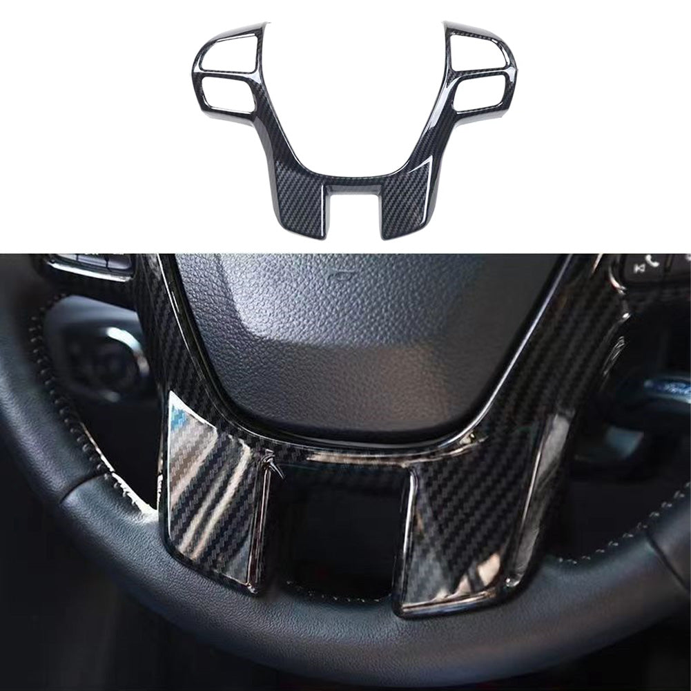 For Ford Everest Ranger 2015+ Carbon Fiber Car Steering Wheel Panel Cover Trim Sticker Decoration Frame Car Interior Accessories
