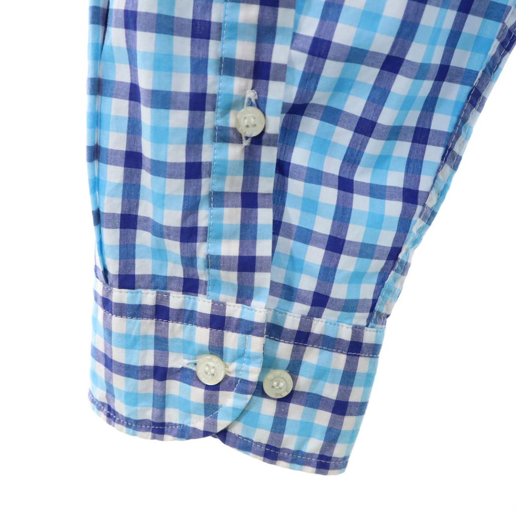 ETRO made in Italy Check Pattern Long sleeve Cotton shirt XL Blue Men's Used