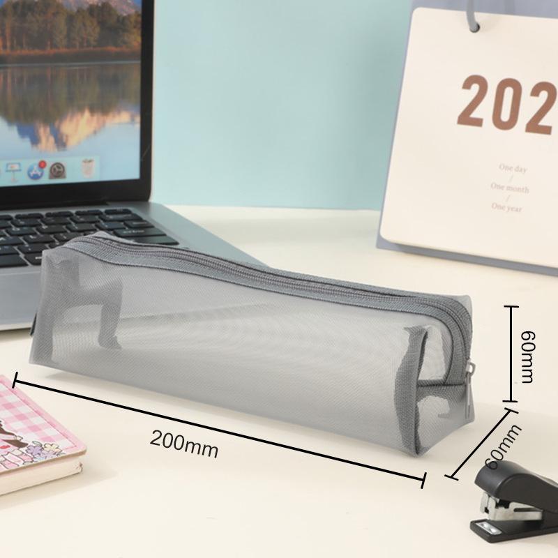 Transparent Mesh Pencil Case - Large Capacity Minimalist Bag for Students