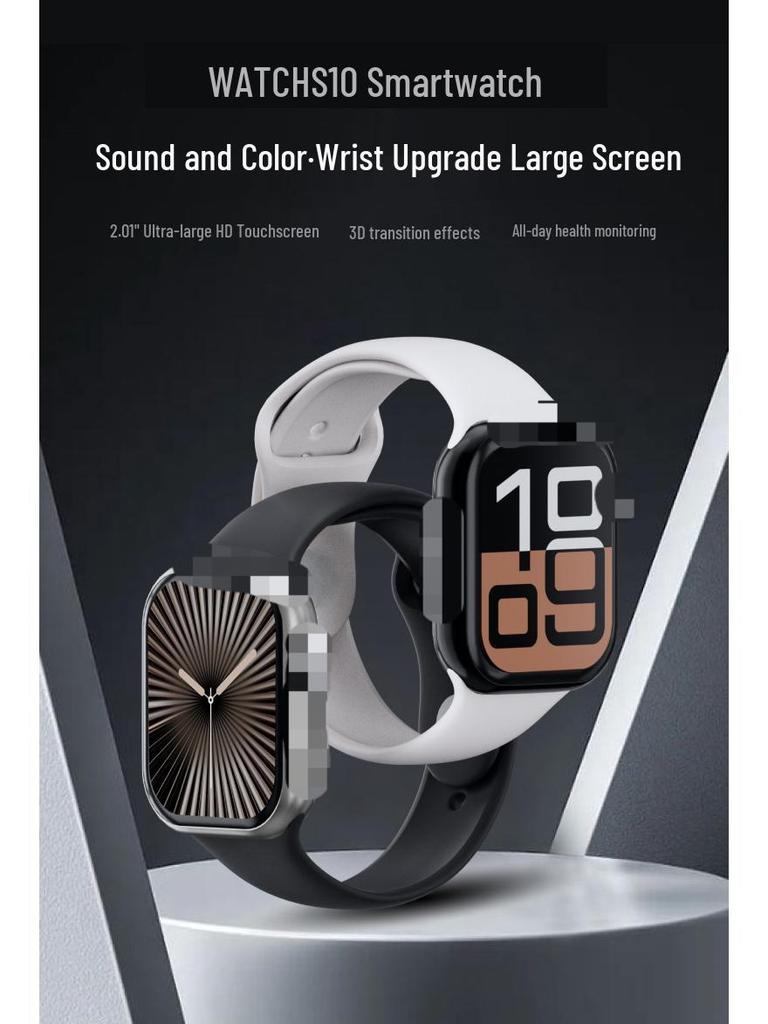 Smartwatch S10: Wielofunkcyjny zegarek Bluetooth z NFC, śledzeniem aktywności sportowej, monitorowaniem stanu zdrowia i płatnościami Alipay.