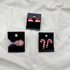 Red & White Christmas Hat and Candy Socks Earrings - Acrylic Festive Holiday Jewelry