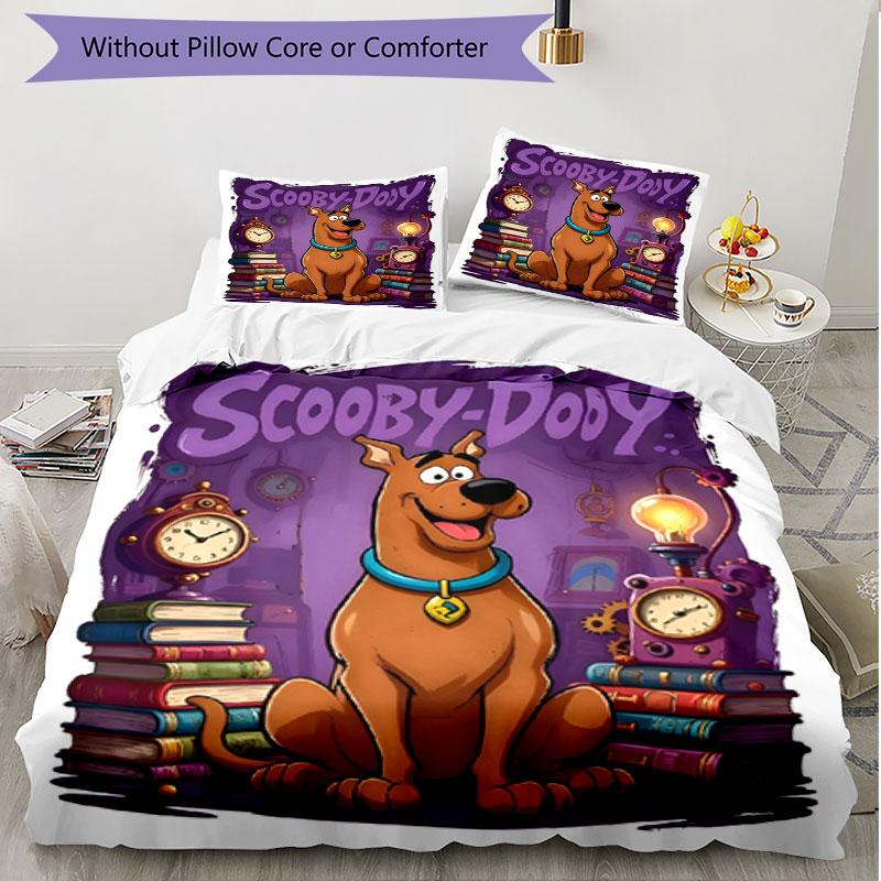 3pcs Duvet Cover Set (1*Duvet Cover + 2*Pillowcase, Without Core), Scooby Print Soft All‑Season Bedding Set, Home Bedroom Decor Gift