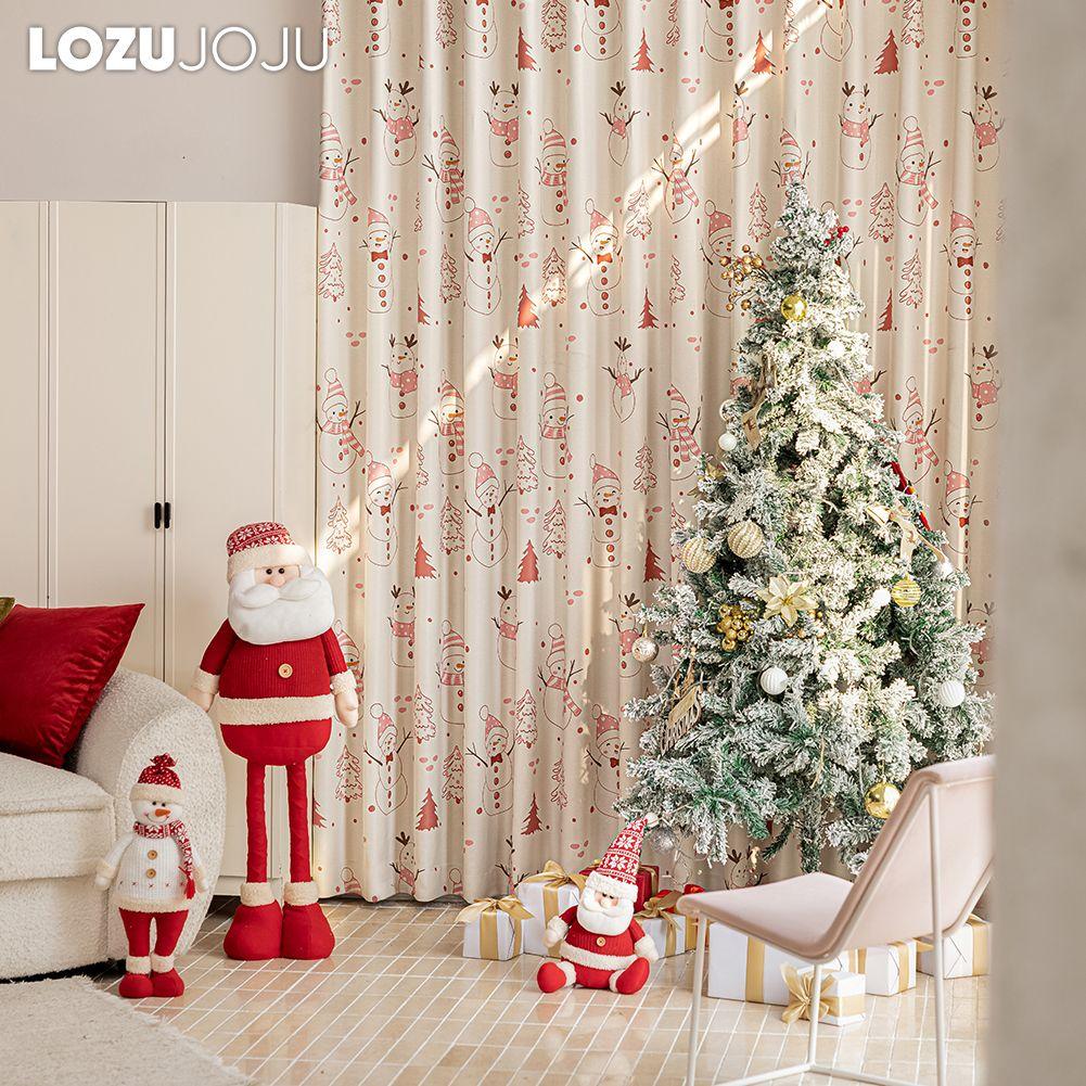 1PC LOZUJOJU Christmas Blackout Curtains Snowman Christmas Tree Pattern Printed Curtains for Bedroom Living Room Balcony Window for Home Decor