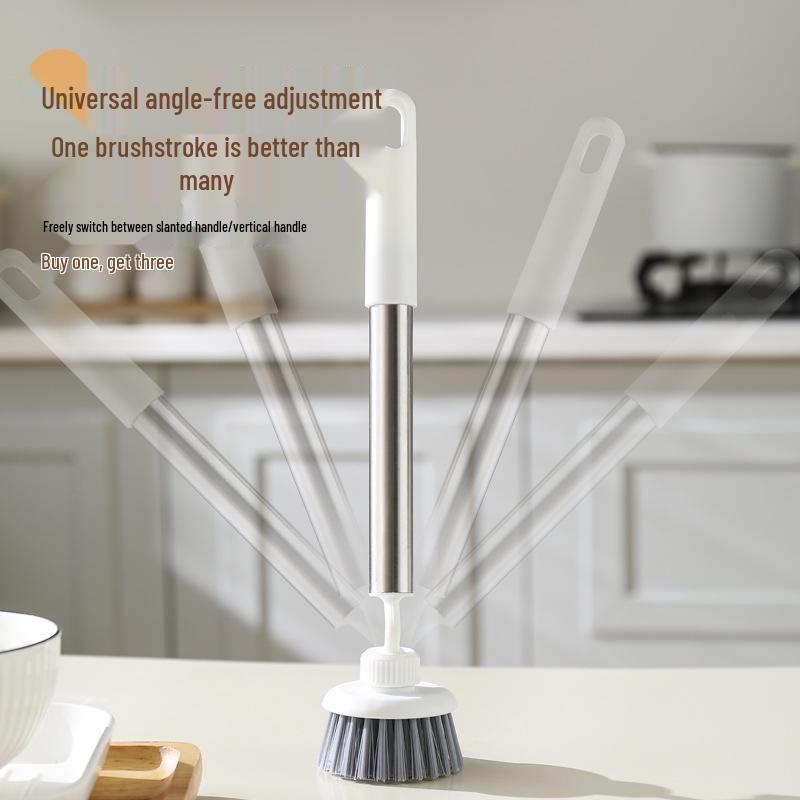 Stainless Steel Long-Handle Pot Scrubbing Brush - Large Size Dishwashing Tool