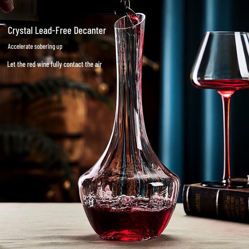 QINGPINGGUO 1350ml Reinforced Crystal Glass Wine Decanter