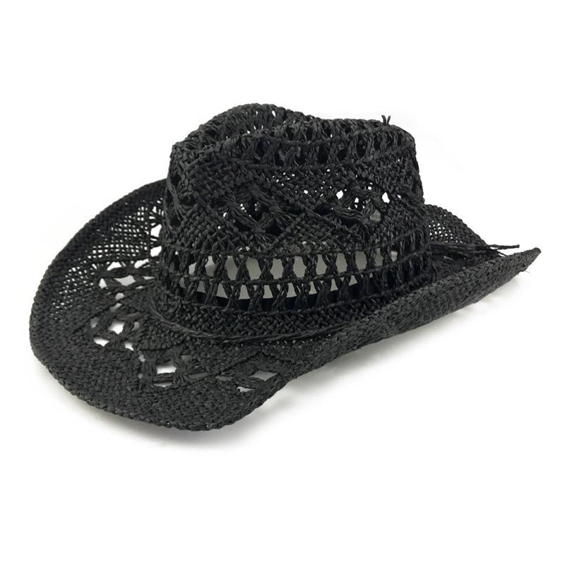Hollow Out Men Straw Hat Western Cowboy Hat Beach Cap Solid Color Unisex Shading Hand Made Fashion Summer Hat