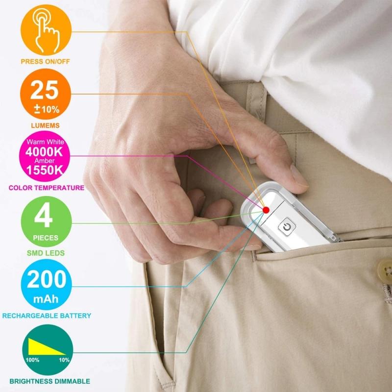 Mini Light Reading Clip Light LED Small Night Light USB Charging Adjustable Brightness Eye Protection Portable