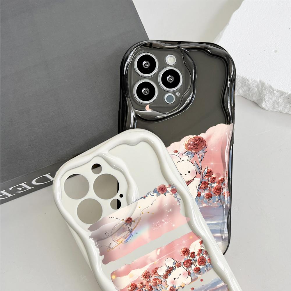 Cute Cartoon Pattern Cream Texture Casing Wavy Edge Soft Silicone Cover Phone Case for Xiaomi Redmi
