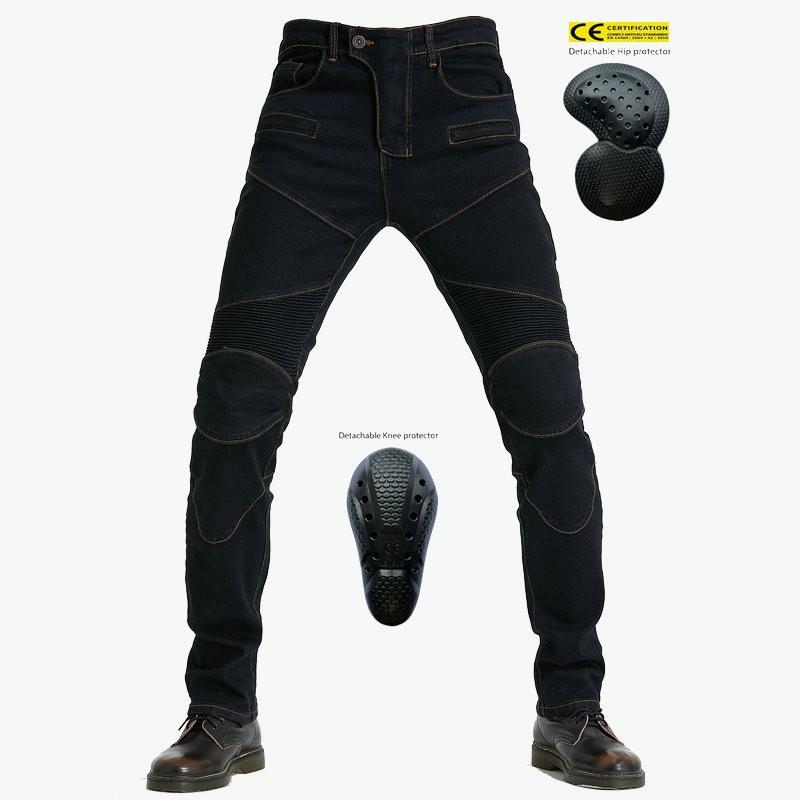 Mens Motorcycle Riding Pants JES-3 Stretchable Protective Jeans Off-Road Cycling Outdoor Use