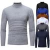 Men's Solid Color Casual Basic High Neck Design Bottom Shirt Long Sleeve T-Shirt Plus Size