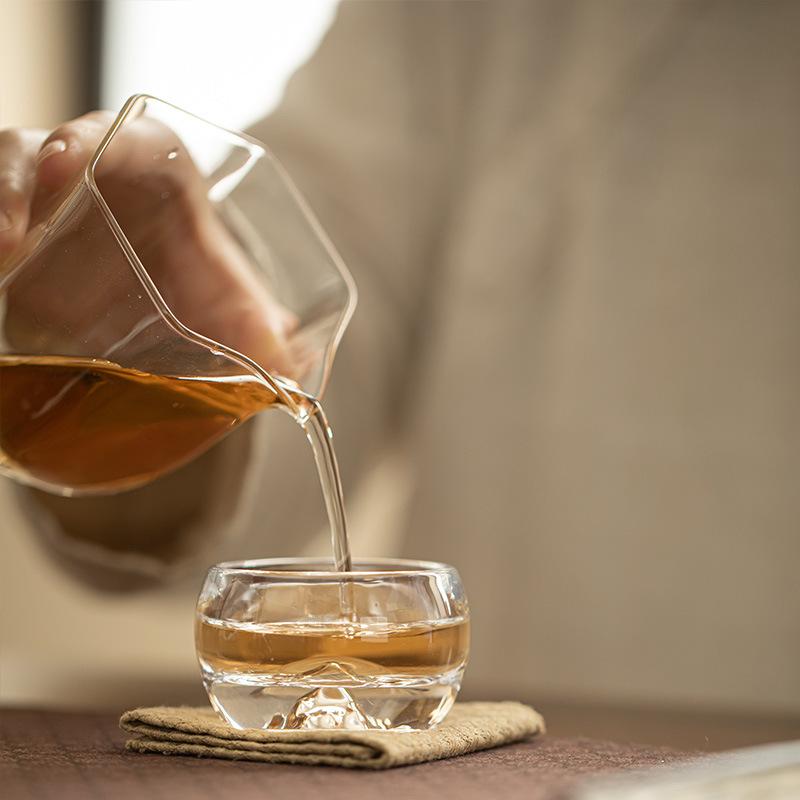 1 Pc Chinese Transparent Glass Tea Cup Handmade Tea Bowl Household Teacup Travel Personal Master Cup Tea Set Accessories 35ml