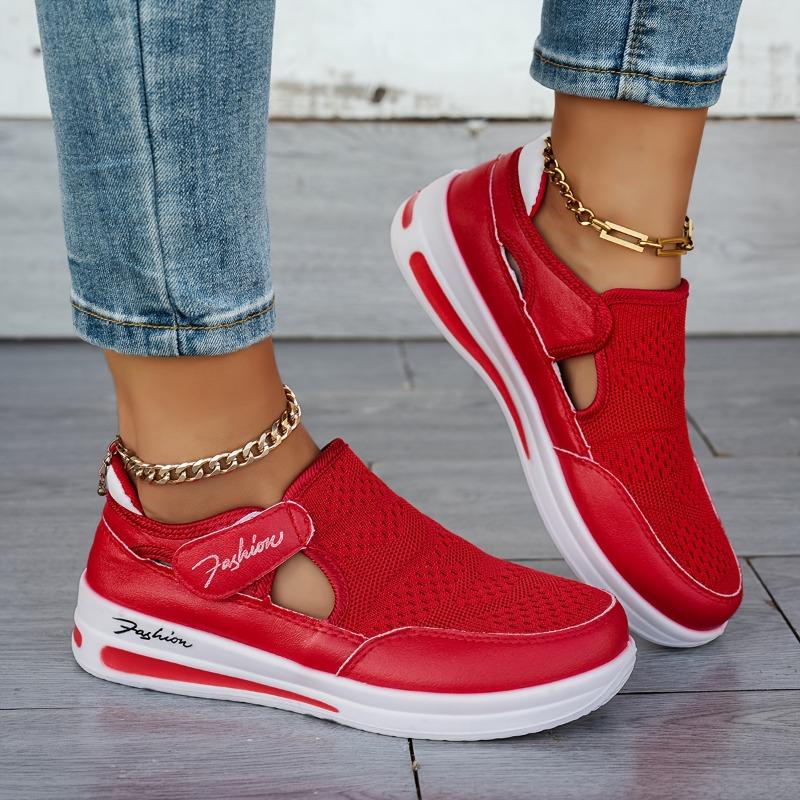 Nuove Scarpe Singole Casual di Taglia Grande per Donna in Primavera ed Estate, Caratterizzate da Suola Piatta, Tessuto Intrecciato Traspirante, Velcro, Rete Casual
