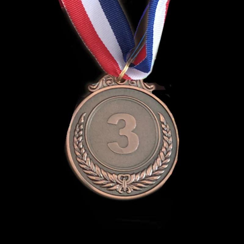 

5cm Coin Metal Award Medals with Neck Ribbon Gold Silver Bronze Style for Sports Academics or Any Competition Diameter Gold Coin светло-коричневого
