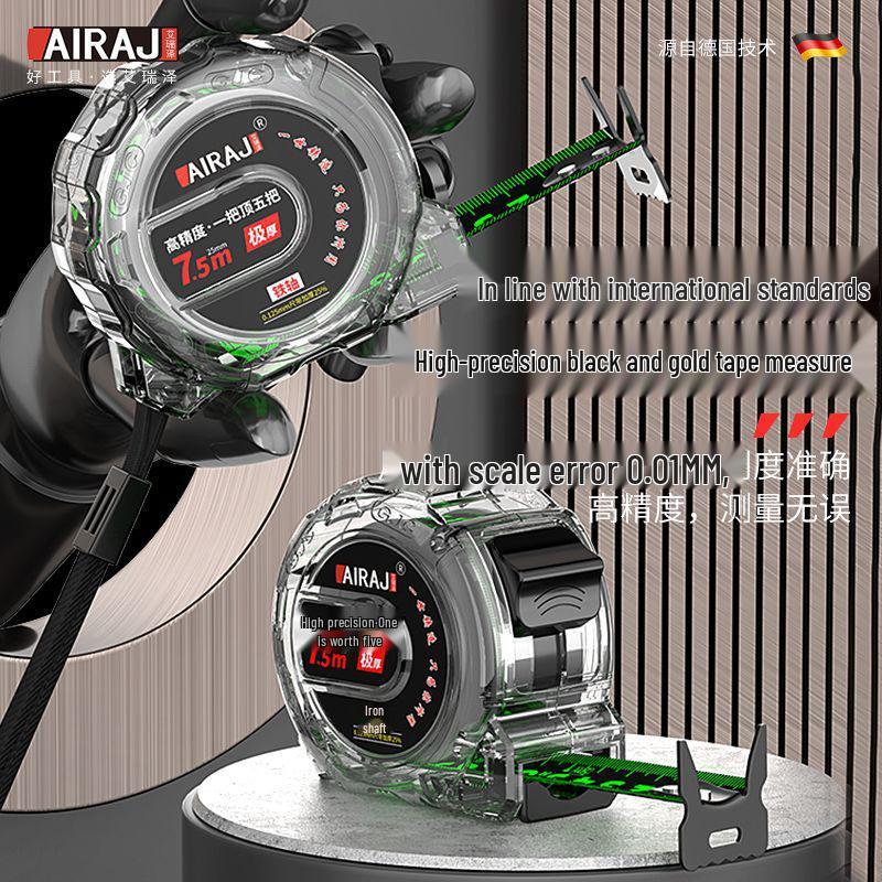 Fluorescent Tape Measure: 5m, 7.5m, 10m, Wide, Thick, Wear-Resistant, Drop-Proof, High-Precision Ruler.