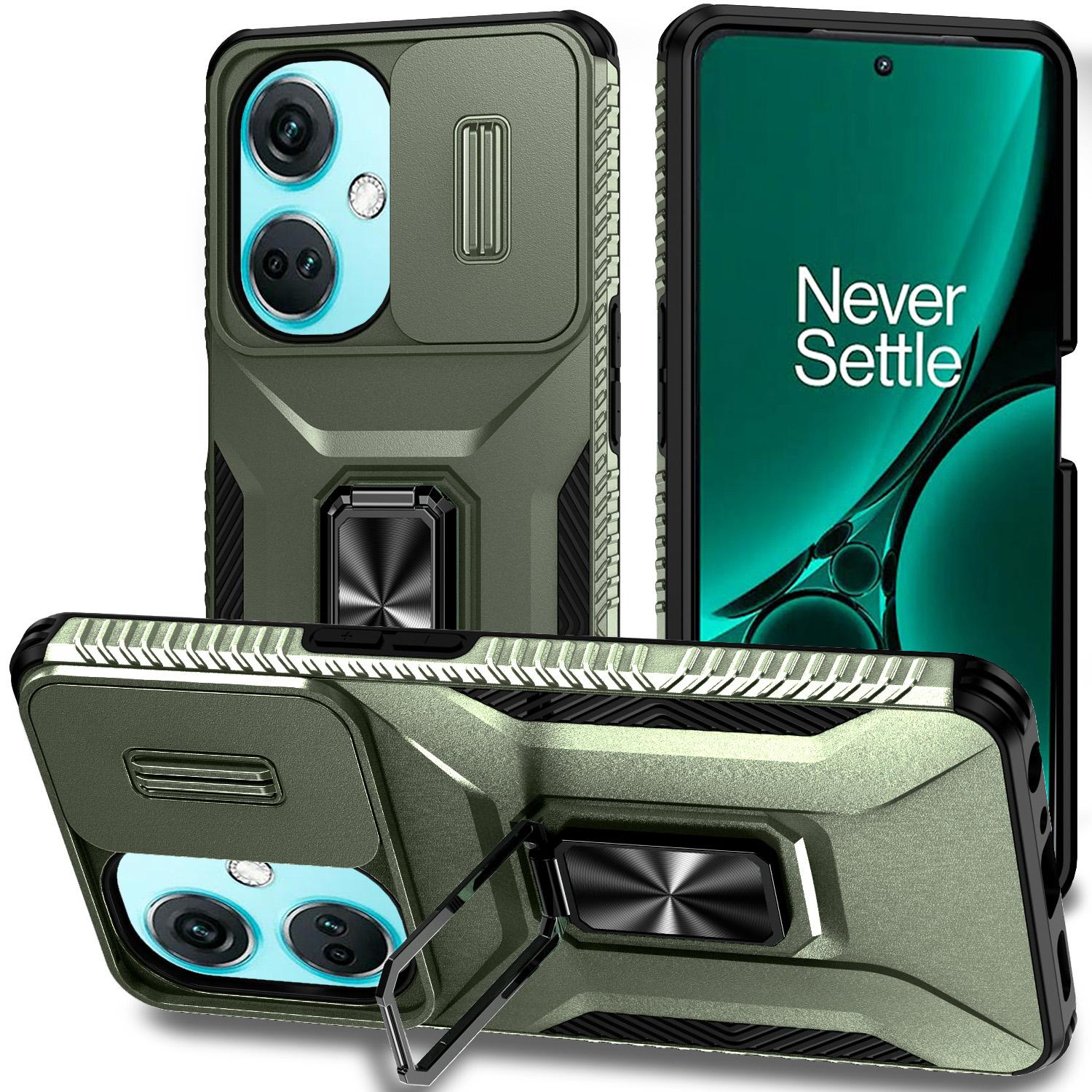 

For OnePlus Nord N30 5G/CE 3 Lite 5G/OPPO A9 (2020) Case TPU+PC Phone Cover with Kickstand/Lens Guard Green