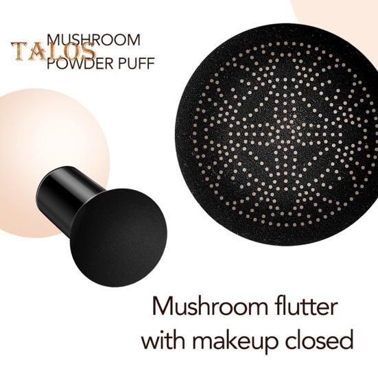 Crème CC avec houppette à poudre de champignon Fond de teint correcteur de couleur à couvrance totale Hydratant Longue durée Contrôle du sébum Anti-cernes léger et naturel