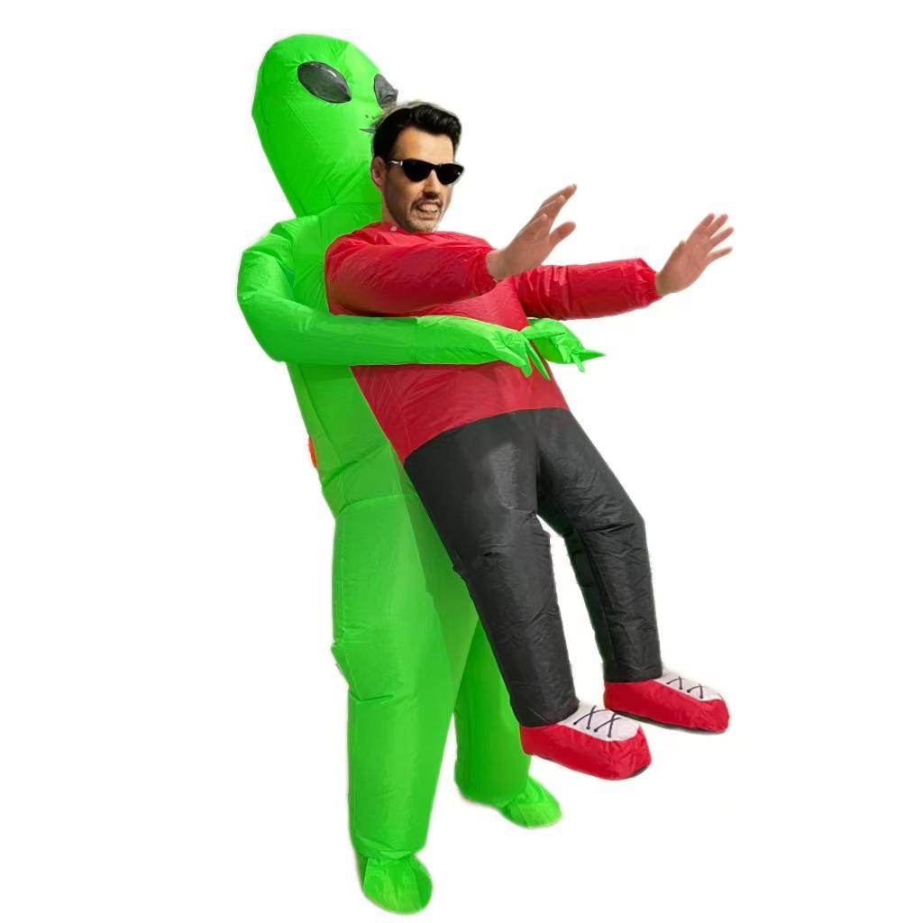 Rolig utomjording med stora ögon uppblåsbar kostym för Halloweenfester