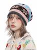 Winter Retro Fair Isle Jacquard Knitted Hat Women Plush Rolled Cuff Thickened Warm Beanie Pullover Cap