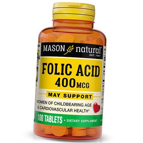 

Фолат, Фолієва кислота, Folic Acid 400, Mason Natural 100таб (36529022) 100tab