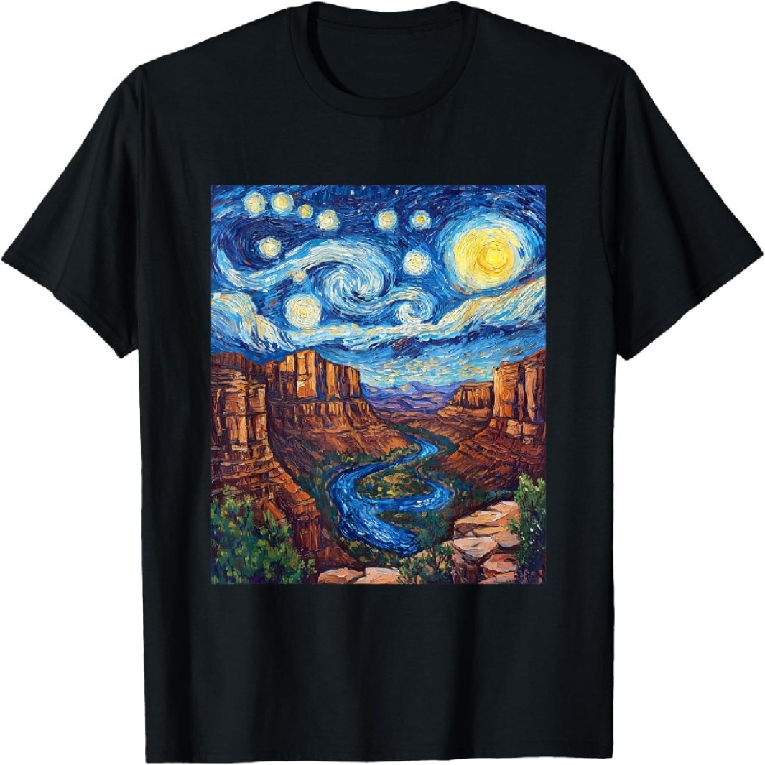 Grand Canyon - Van Gogh Style - Starry Night Design T-Shirt XXXXXL разноцветный
