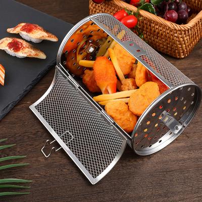 Stainless Steel Grill Rotisserie Oven For Kitchen Fry Basket Coffee Bean Grilled Cage Drum Rack Air Fryer Accessories Universal