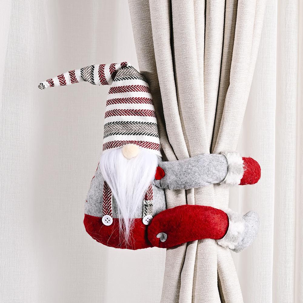 Santa Claus Christmas Curtain Buckle Doll Ornament Merry Christmas Decoration for Home Xmas Gifts New Year