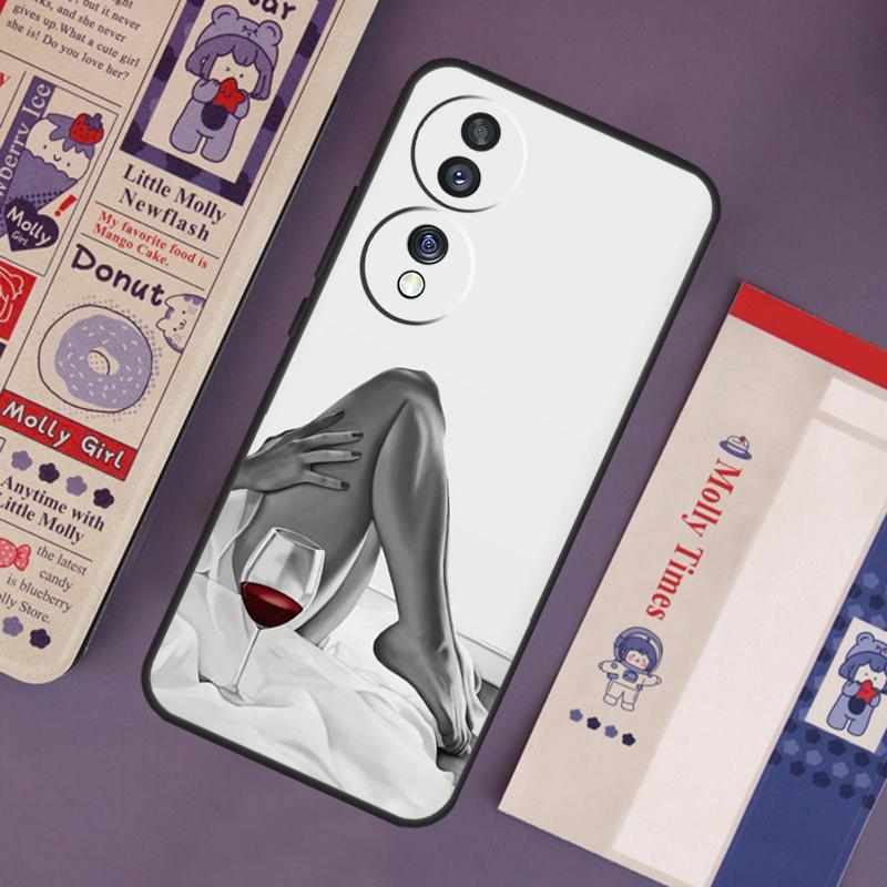 

Red Wine Glass Art Case For Honor 90 50 70 Lite X9c X8a X8b X9b X9a X8 X9 Honor 200 Pro Magic 5 6 7 Lite Cover Honor Magic7 Pro