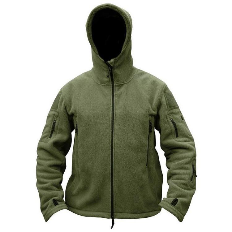 Men's Warm Tactical Fleece Hoodie Jacket Military Polar Thermal Outerwear for Hiking Outdoor
