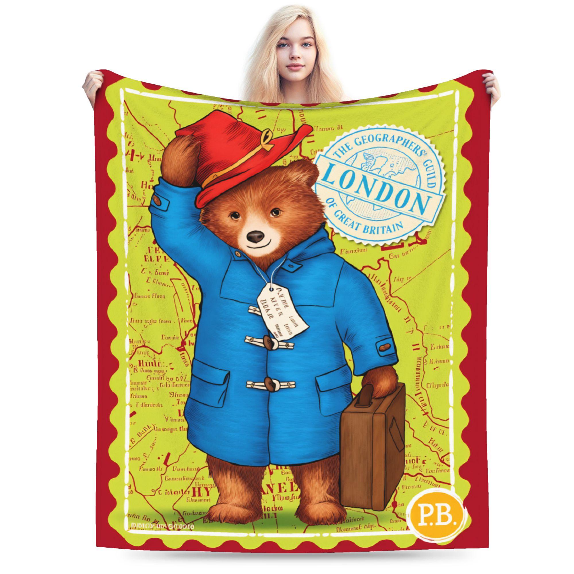 

Britain Paddington Super Warm Blanket Brown Bear Child Plush Throw Blanket Novelty Outdoor Flannel Bedspread Sofa Bed Cover 75x90cm