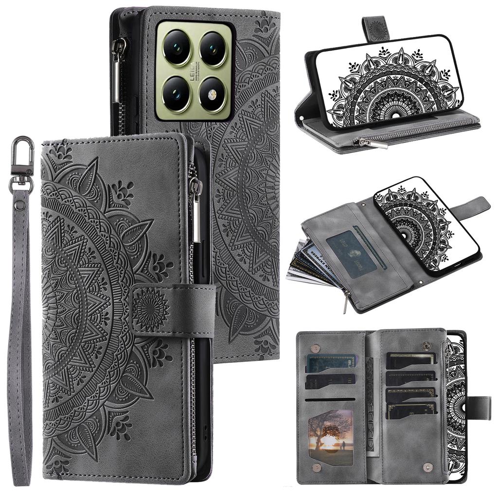 Style 006 For Xiaomi 14T Pro Wallet Case PU Leather Phone Cover Mandala Flower Pattern