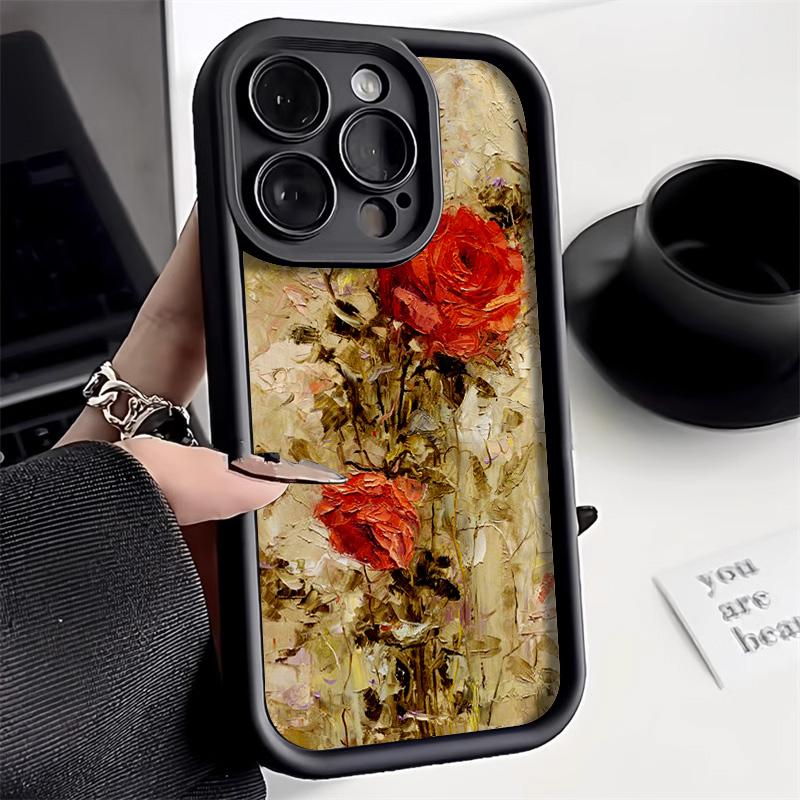 Flower Phone Case For iPhone 11 15 16 Pro Max 13 14 12 XS X XR 7 8 Plus SE 16promax Liquid Silicone Shockproof Soft Funda Cover