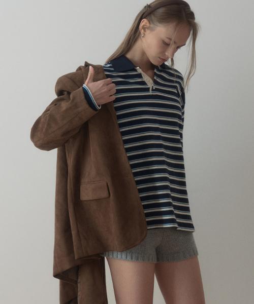 HAINT 3- Button Basic Fake Suede Jacket_Brown