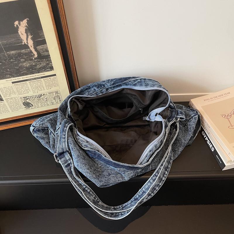 Borsa a Spalla in Denim Borsa a Tracolla di Grande Capacità Borsa Tote da Donna