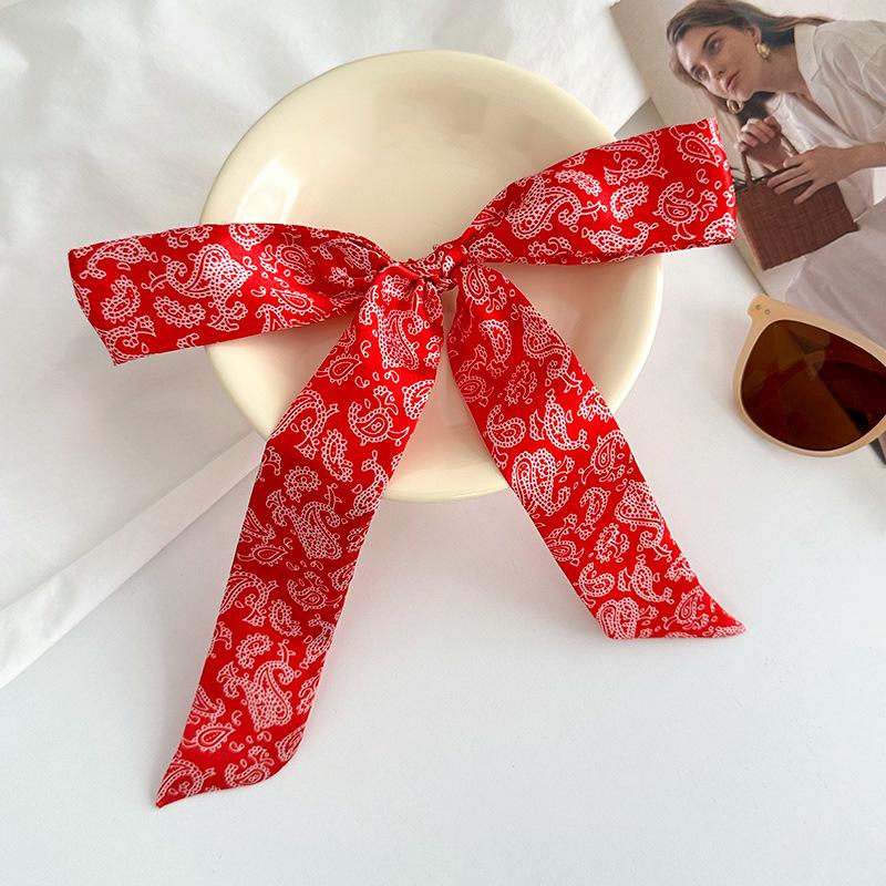 Long silk scarf new niche fashion versatile plaid leopard print neck scarf headscarf headband hair tie decorative belt