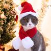 Cat Christmas Hat Scarf Set Festive Pet Costume for Small Animals Holiday Photo Props Cute Kitty Apparel Christmas Party Outfit