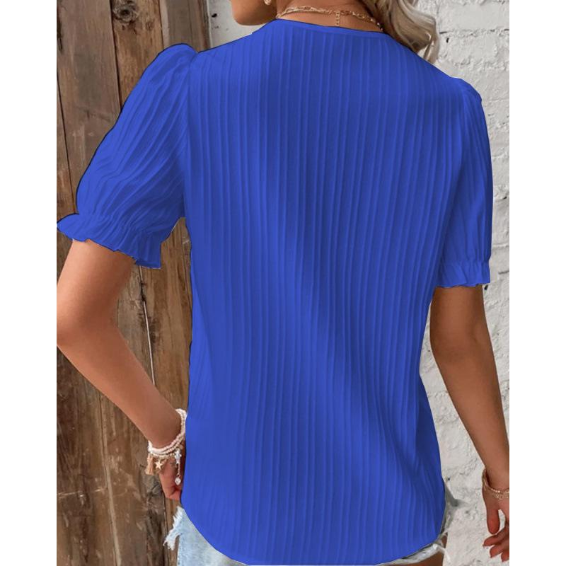 2 summer new vacation fashion hollow short-sleeved women's shirt