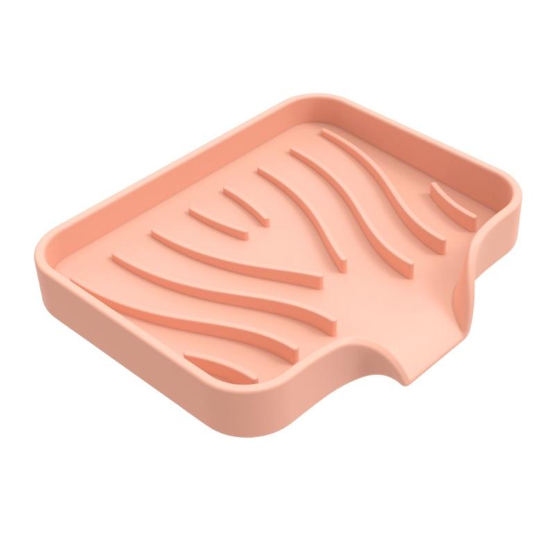 1pcs Silicone Drain Soap Box Kitchen Bathroom Anti-slip Sink Tray Creative Washing Table Soap Tray Free Punch Drain Rack