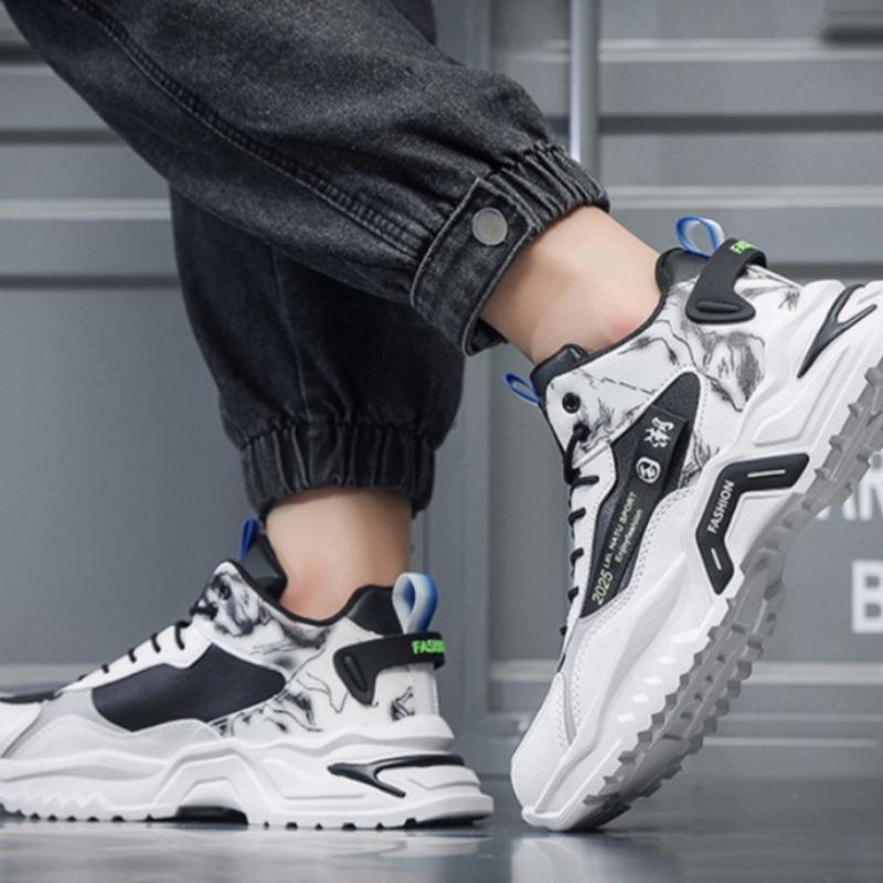 New Men Sports Running Shoes Spring Autumn Lace-up Versatile High Top Sneakers Tennis Basketball Shoe Outdoor Casual Hiking Shoe