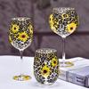 Creative Leopard Print Crystal Glass Cup, Sunflower High Footed Glass, Whiskey Cocktail Glass, Bar Accessories, Wine Glasses