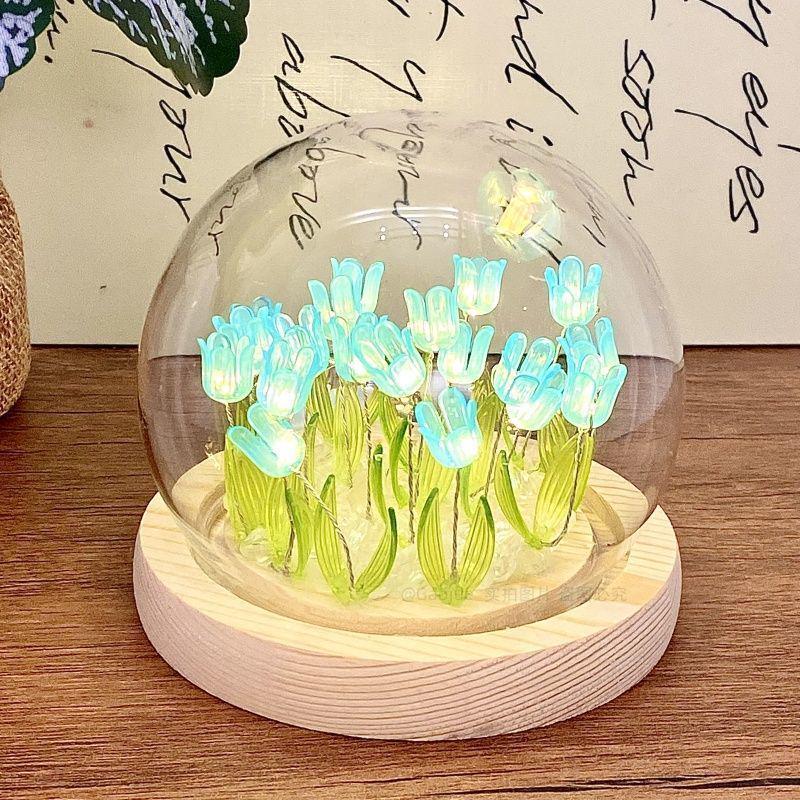 Handmade High-End Tulip Glass Night Light for Bedroom Decor