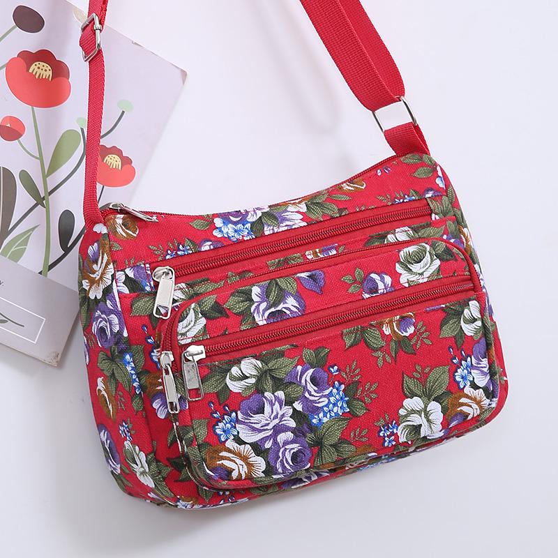 Large Capacity Canvas Shoulder and Crossbody Bag for Middle-Aged Women