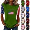 Blusa Feminina da Moda Casual de Manga Curta com Estampa e Gola Redonda
